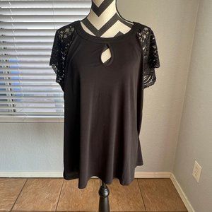Torrid Black Blouse with Lace Sleeves - Never Worn - Size 1